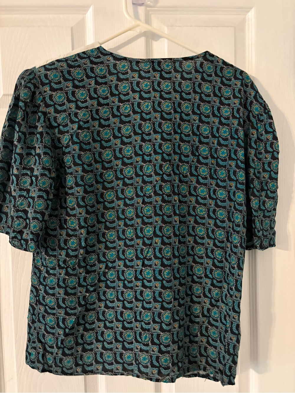 90s Vintage 2 Piece Skirt Set Eyelet Collar Rayon Made in USA L - Picture 2 of 10